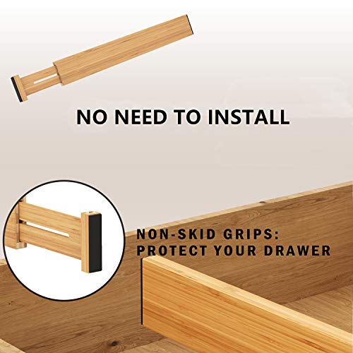 Bamboo Expandable Drawer Dividers (4 Count)