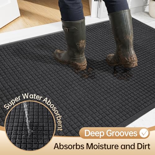 3'x4' Front Door Mat Indoor Outdoor Entrance Heavy Duty Waterproof