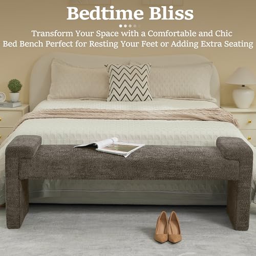 58.7" End of Bed Bench Upholstered Modern Bedroom Bench for Living Room & Entryway