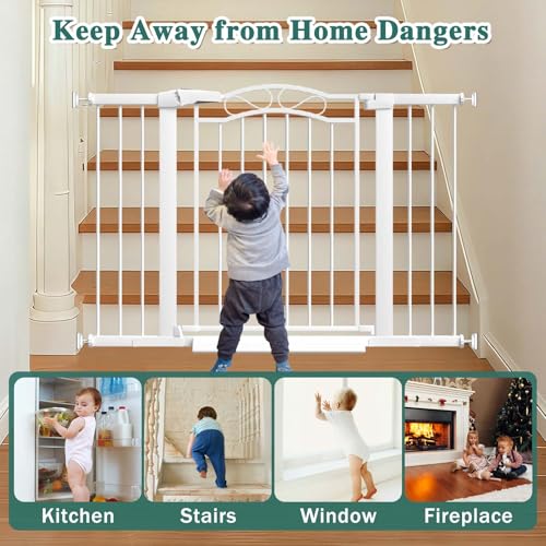 65.4" 68.1" Extra Wide Press Mounted Baby Gate Indoor for Kids Or Pets Walk Thru No Drill Long Dog Gates for The House Doorway Child Safety Gate