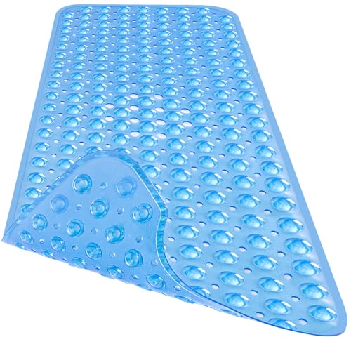 Extra Long Bathtub Mat Non Slip Bath Mat Clear Blue 40"x16" Full