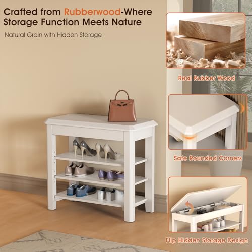 Shoe Rack Bench Seat Rubberwood 3