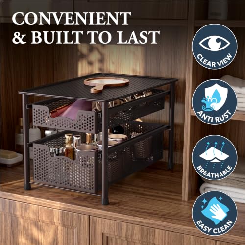 Stackable 2 Tier Sliding Basket Organizer Drawer