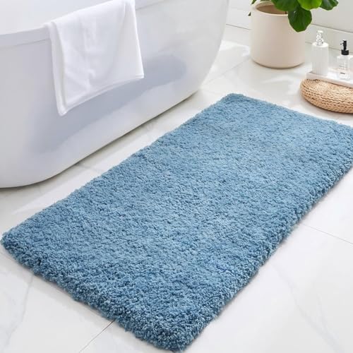 Blue Bathroom Rugs 60" × 24" Non Slip & Super Absorbent Extra Thick Soft