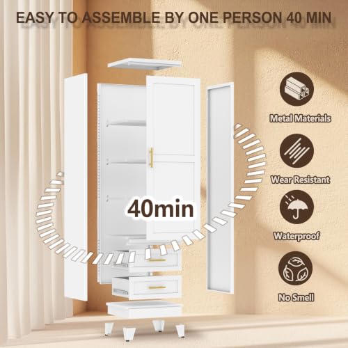 67" Tall Narrow Metal Storage Cabinet