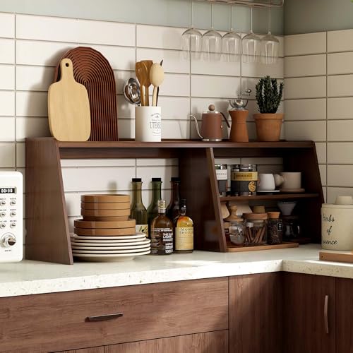 100% Solid Rubberwood Kitchen Counter Hutch Shelf