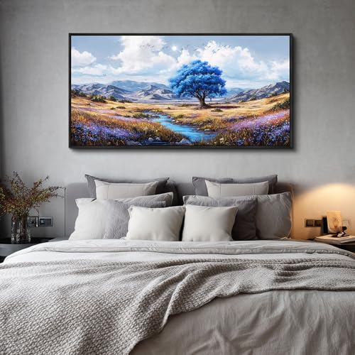 Framed Wall Art Rustic Modern Nature Wall Art Canvas Art Wall Decor Spring Scene Wall Art Decor Artwork Mountain Large Wall Art Prints for Room Living Room Bedroom Office Decor 24X48 inch
