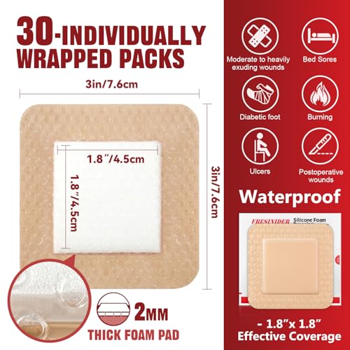 Silicone Foam Dressing 3" x 3" (30 Count)