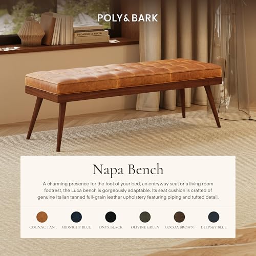 55" Tufted Leather Bed Bench for Bedroom End of Bed
