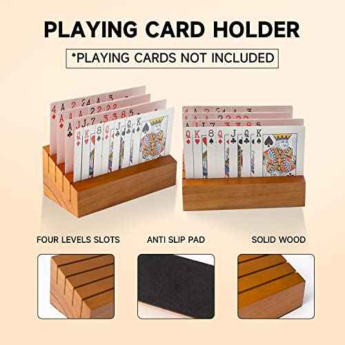GSE Wooden Playing Card Holders Tray Racks Organizer Set