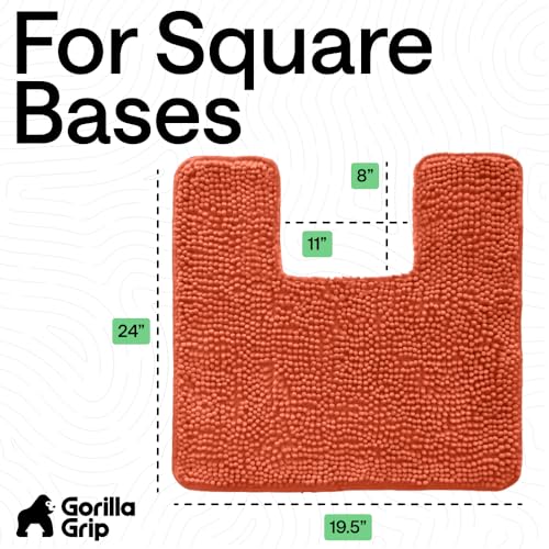 Chenille Bath Rug Mat for Square Toilet Base