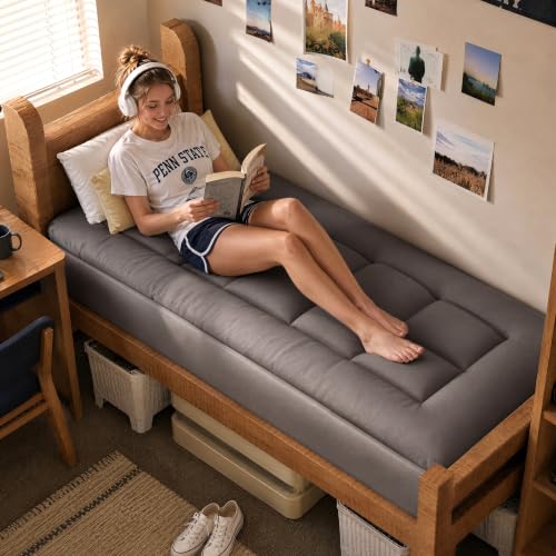 Dual Layer 5 Inch Memory Foam Mattress Topper Twin XL Size for Dorm Room