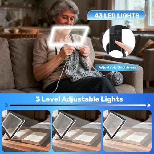 5X Neck Magnifying Glass with Light Hands Free Magnifier for Reading Sewing