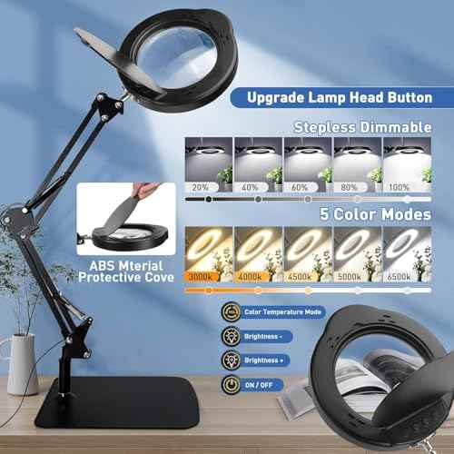 15X Magnifying Glass with Light & Stand