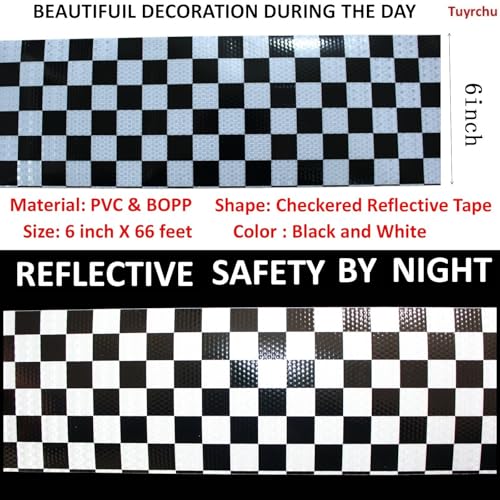 Black White Reflective Tape 6 inch X 66 feet