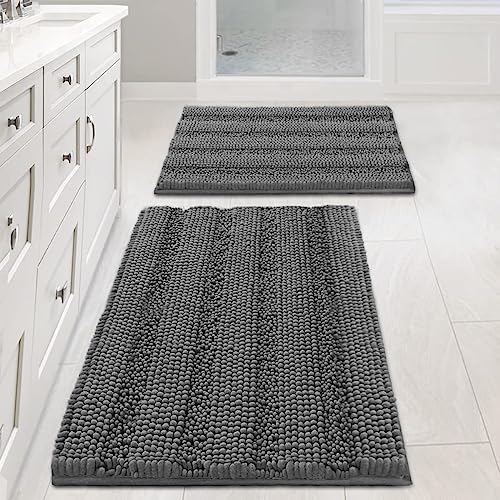 Grey Bathroom Rug Set Bath Mats (2 Count)