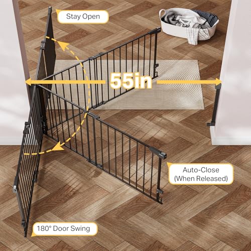 35.1 55" No Bottom Bar Baby Gate for Stairs