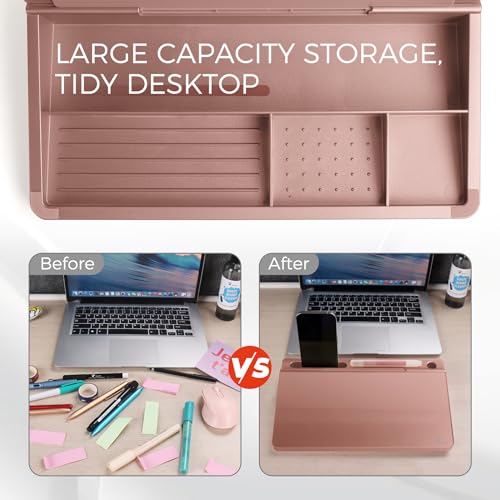 Compact Glass Desktop Whiteboard with Storage 12x7 in