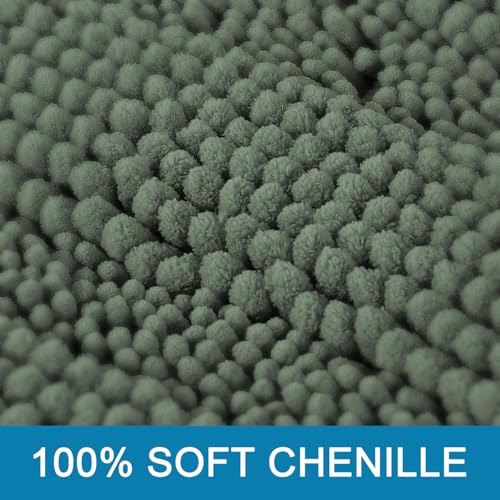 Bath Rugs for Bathroom Non Slip Bath Mats Extra Thick Chenille Striped Bath Rug Runners 47" x 17" Absorbent Fluffy Soft Shaggy Mats Dry Fast Plush Area Carpet for Bath Room (5.48 Sq Ft)