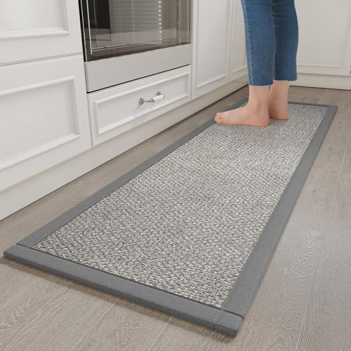 Kitchen Rugs Non Slip Washable Kitchen Mat Anti Fatigue Gray 17"x59" (6.96 Sq Ft)
