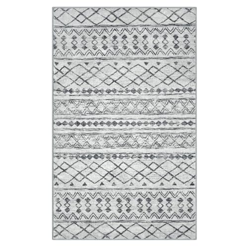 Washable Rugs for Entryway 2x3 Grey Moroccan Boho Small Area Rug