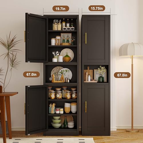 67" Tall Narrow Bathroom Cabinet