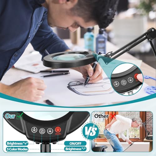 12X Magnifying Glass with Light and Stand