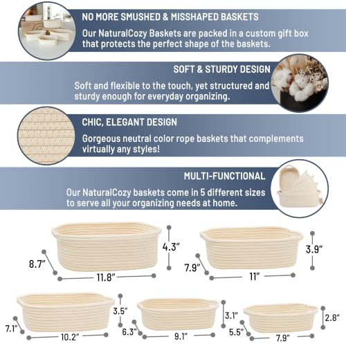 5 Piece Rectangle Storage Basket Set (5 Count)