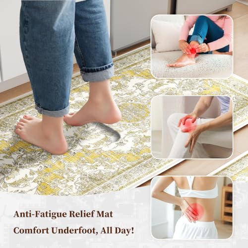 Boho Kitchen Mats for Floor 2PC Anti Fatigue Kitchen Rugs (2 Count)
