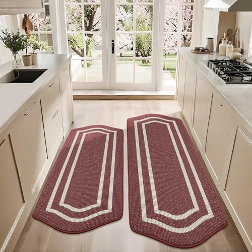 Long Kitchen Floor Mats and Rugs 2PCS Non Slip Washable