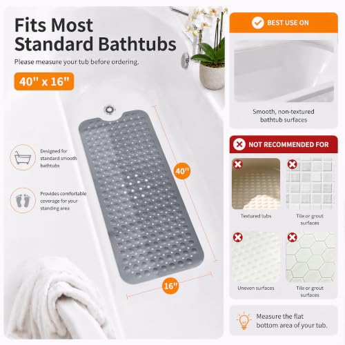 Non Slip Bath Mat for Tub 40x16