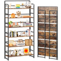 No Assembly Extra Wide 6 Tiers Folding Bookshelf Storage Shelves Vintage Bookcase Standing Racks Study Organizer Home Office
