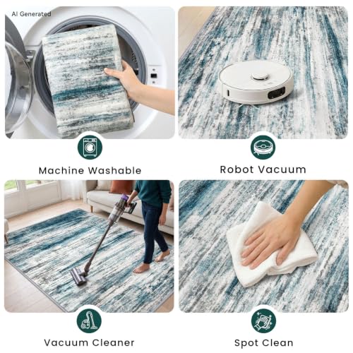 Modern Runners for Hallways 2x12 Washable Rug Runner Blue
