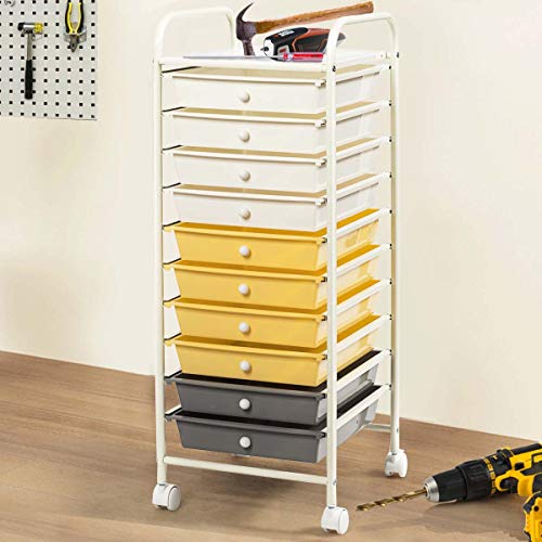10 Drawer Rolling Storage Cart Scrapbook Paper Office School Organizer