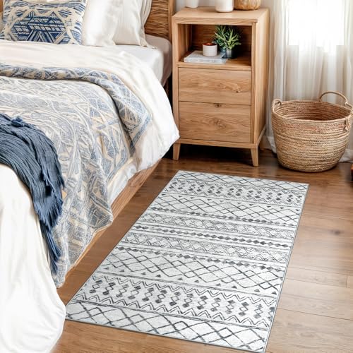 Washable Rugs for Entryway 2x3 Grey Moroccan Boho Small Area Rug