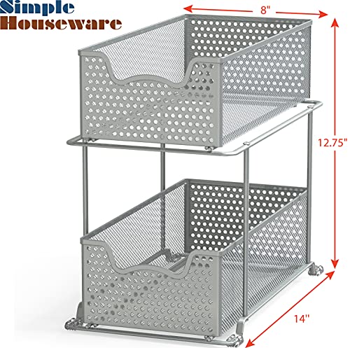 2 Tier Sliding Cabinet Basket Organizer Drawer (2 Count)