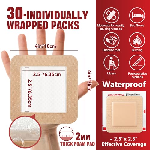 Silicone Foam Dressing 4" x 4" (30 Count)