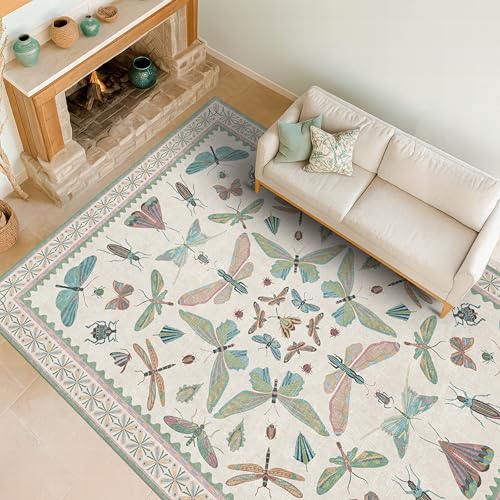 5x7 Pink and Green Nursery Rug (35 Sq Ft)