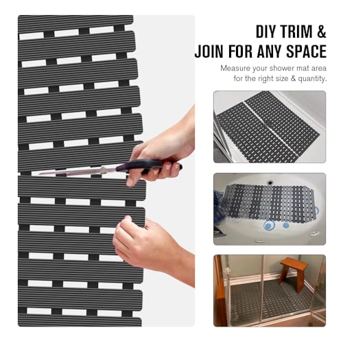 Bath Tub Shower Mat Non Slip Bathtub Mats for Bathroom Shower Floor Mat Bath Mats for Shower Tub Anti Slip Shower Mat with Drain Hole and Large Suction Cups
