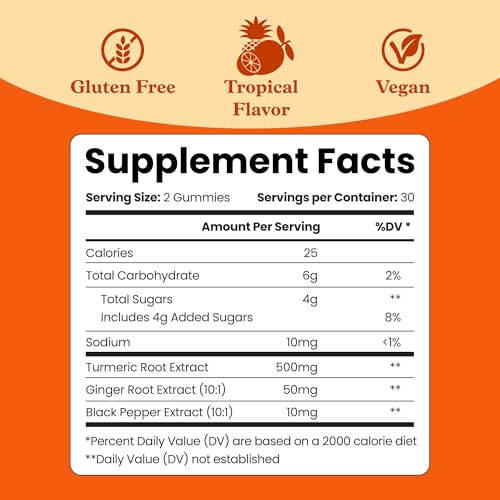 Turmeric and Ginger Gummies for Joint and Mobility Support (60 Count)