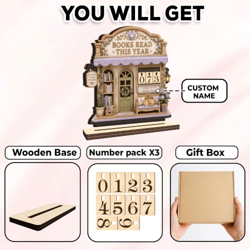Personalized Books Read This Year Wooden Counter Sign
