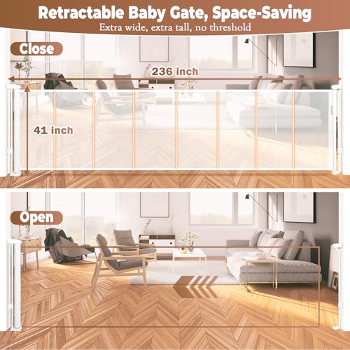 236" Retractable Baby Gate Extra Wide