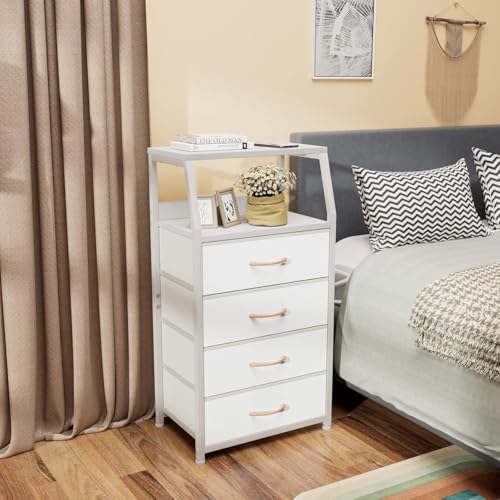 Tall Nightstand with 4 Fabric Drawers