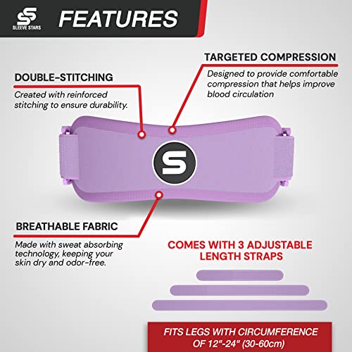 Sleeve Stars Swedish Brand Patellar Tendon Support Strap for Women & Men Effective Osgood Schlatter Knee Brace Youth & Kids Knee Brace with 3 Adjustable Length fits 12" (2 Count)