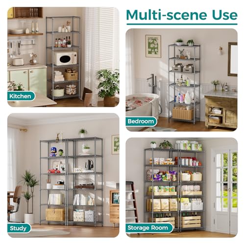 6 Metal Shelves Wire Shelving Storage Shelf Adjustable Unit Pantry