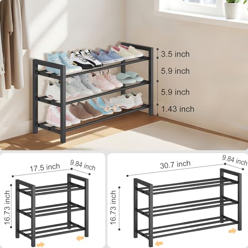 3 Tier Expandable Metal Shoe Rack for Closet & Entryway (3 Count)