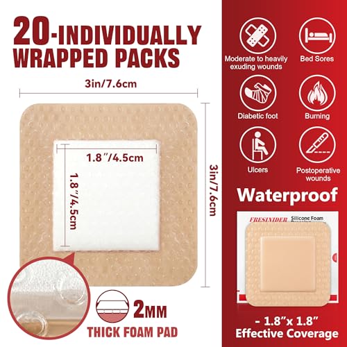 Silicone Foam Dressing with Adhesive Border (20 Count)
