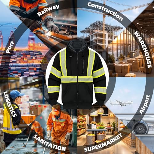 Hi Vis Hoodie Reflective Safety Jacket for Men