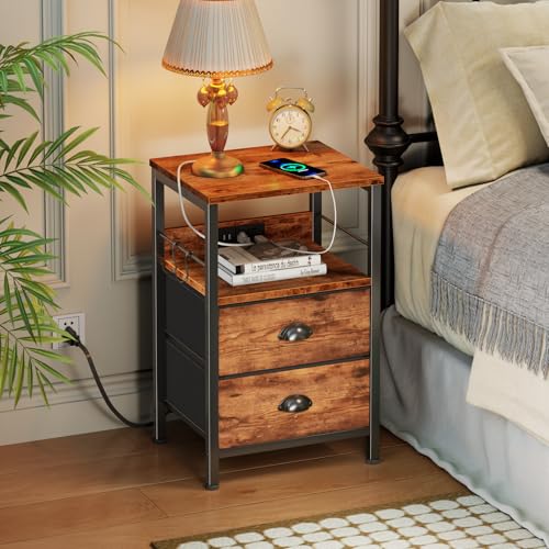Nightstand with Charging Station for Dorm