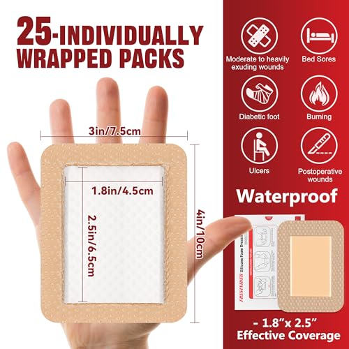 Silicone Foam Dressing 3" x 4" (25 Count)